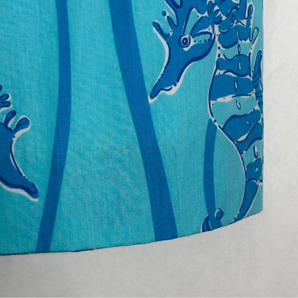 Lilly Pulitzer Skirt Vintage Seahorse White Label Promenade Aqua Blue SZ 0 - Picture 5 of 16